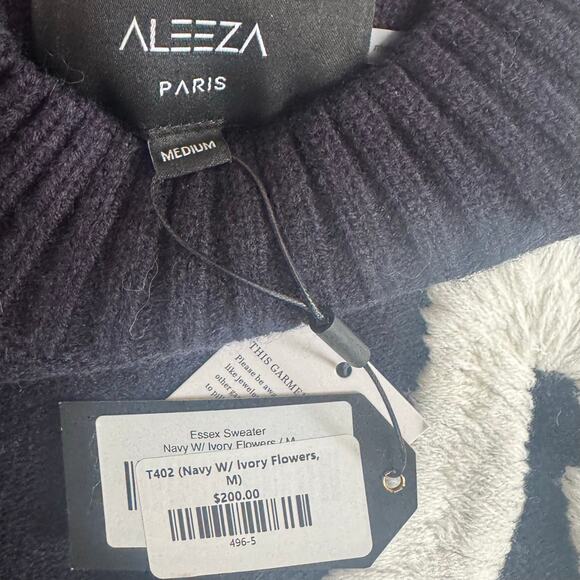 NWT Aleeza Paris Essex Sweater – Black with Ivory Flowers – Size M - Picture 4 of 6
